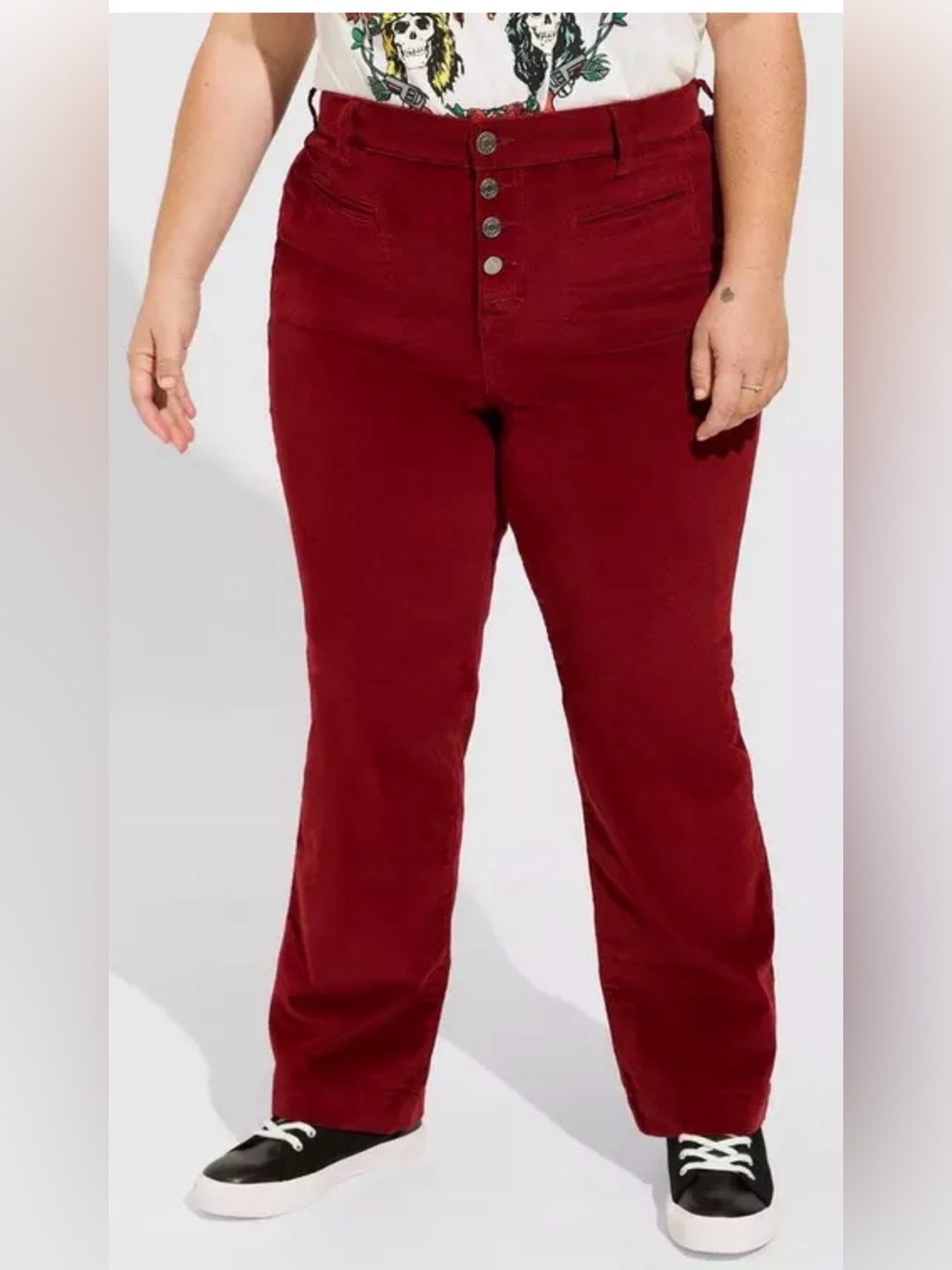 torrid 18R Slim Boot Corduroy High-Rise Jean in color Rhubarb